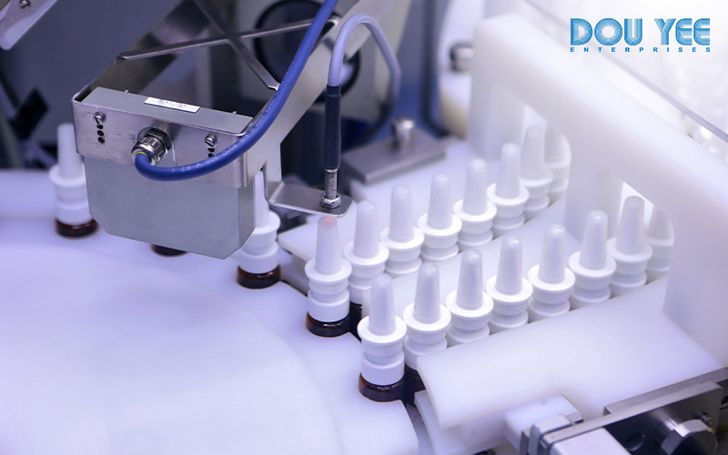 Automated process for packaging sterile medical vials.
